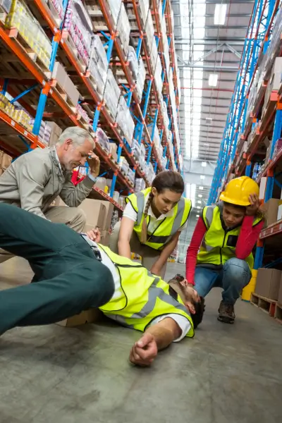 injured worker lying on the floor