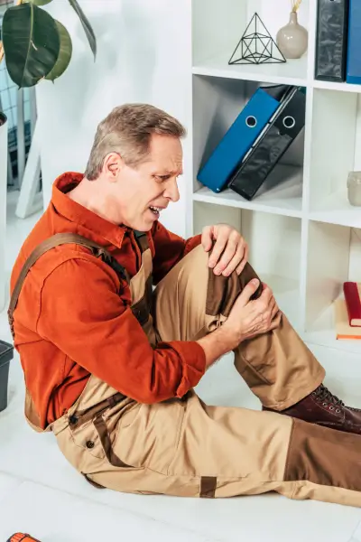 Premises Liability Accidents 3 a man sitting on the floor holding his knee in pain after falling