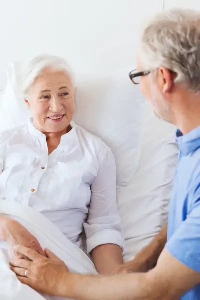 senior lady in hospital bed wbp
